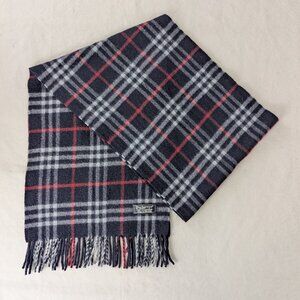 Burberry's Cashmere Check Scarf Blue – Unisex – Pre-Owned – Great Buy